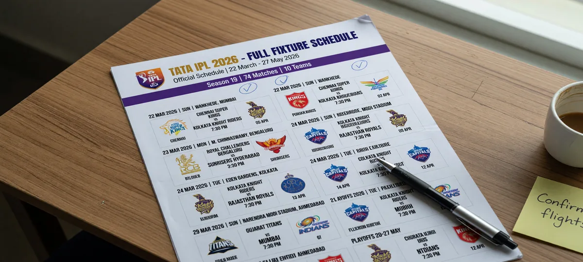 IPL 2026 fixture update — printed schedule on desk